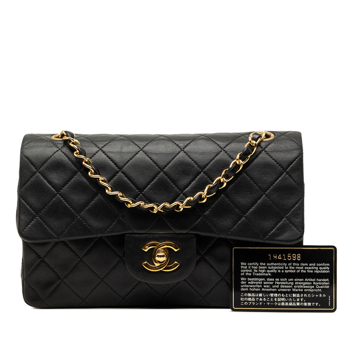 Classic Double rabat Petit Cuir d'agneau Noir