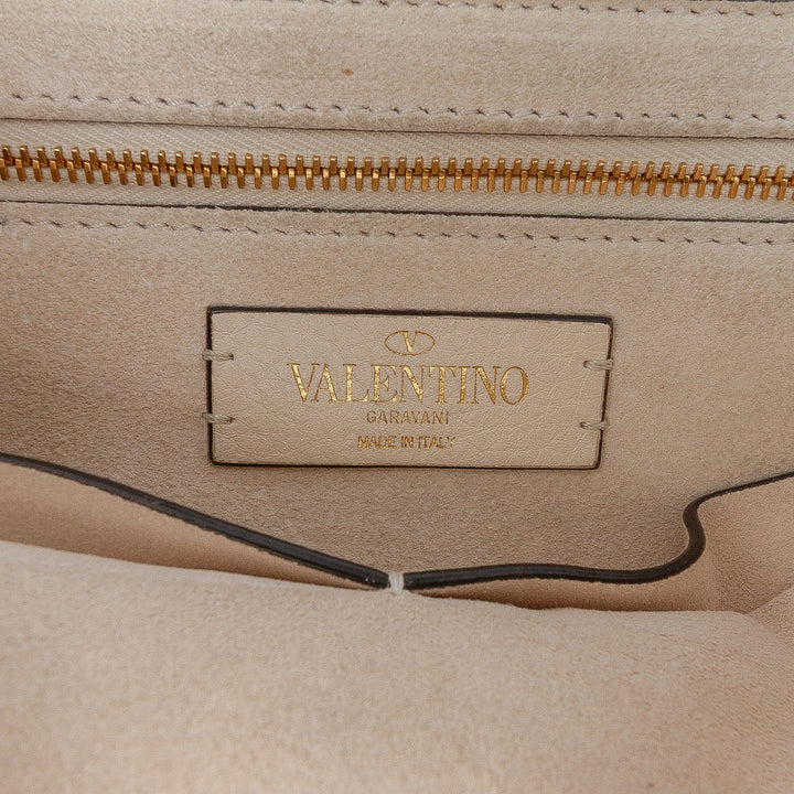 grainé Roman Stud Sac Grand Cuir de veau grainé Blanc