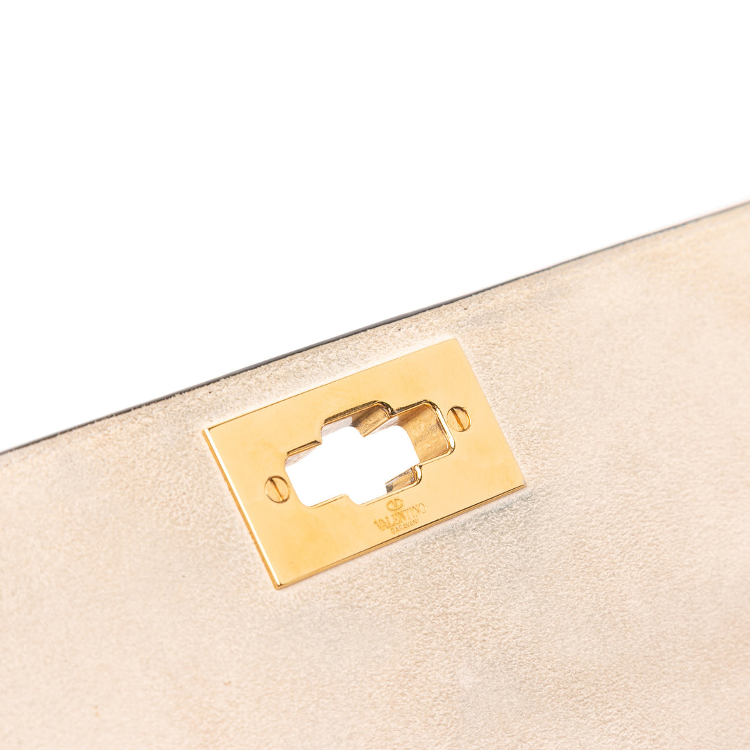 grainé Roman Stud Sac Grand Cuir de veau grainé Blanc