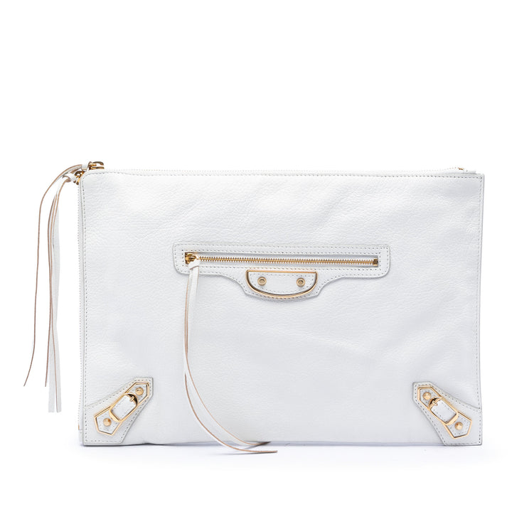 Balenciaga Cuir de chèvre Motocross Classic Metallic Edge Pochette