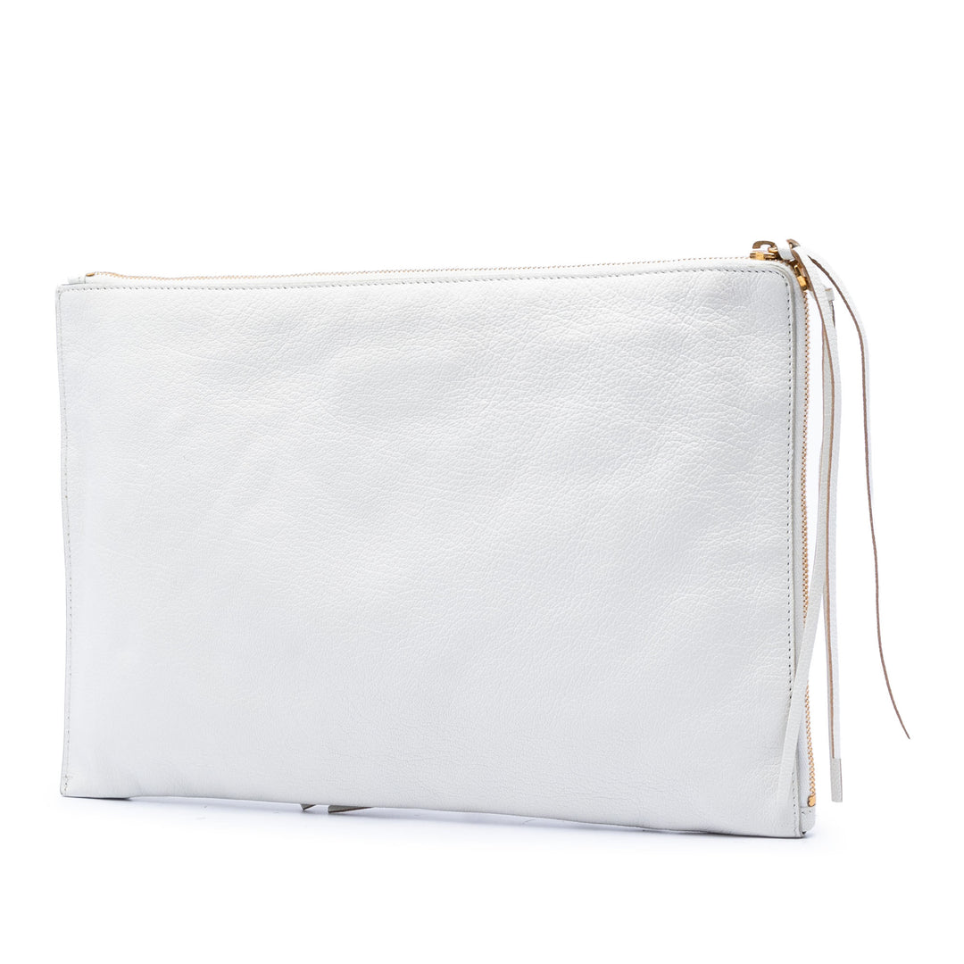 Balenciaga Cuir de chèvre Motocross Classic Metallic Edge Pochette