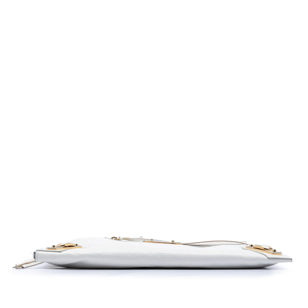 Balenciaga Cuir de chèvre Motocross Classic Metallic Edge Pochette