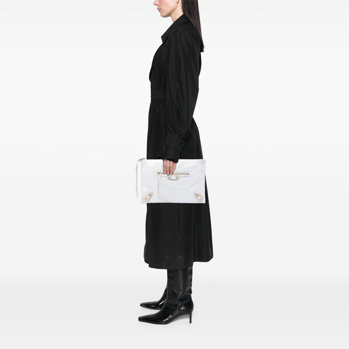 Balenciaga Cuir de chèvre Motocross Classic Metallic Edge Pochette
