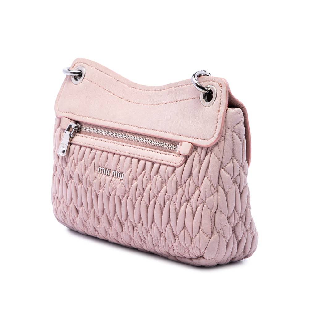 Miu Miu Matelasse Cristal Chaîne Sac nappa Rose – vue 2 – GABY PARIS