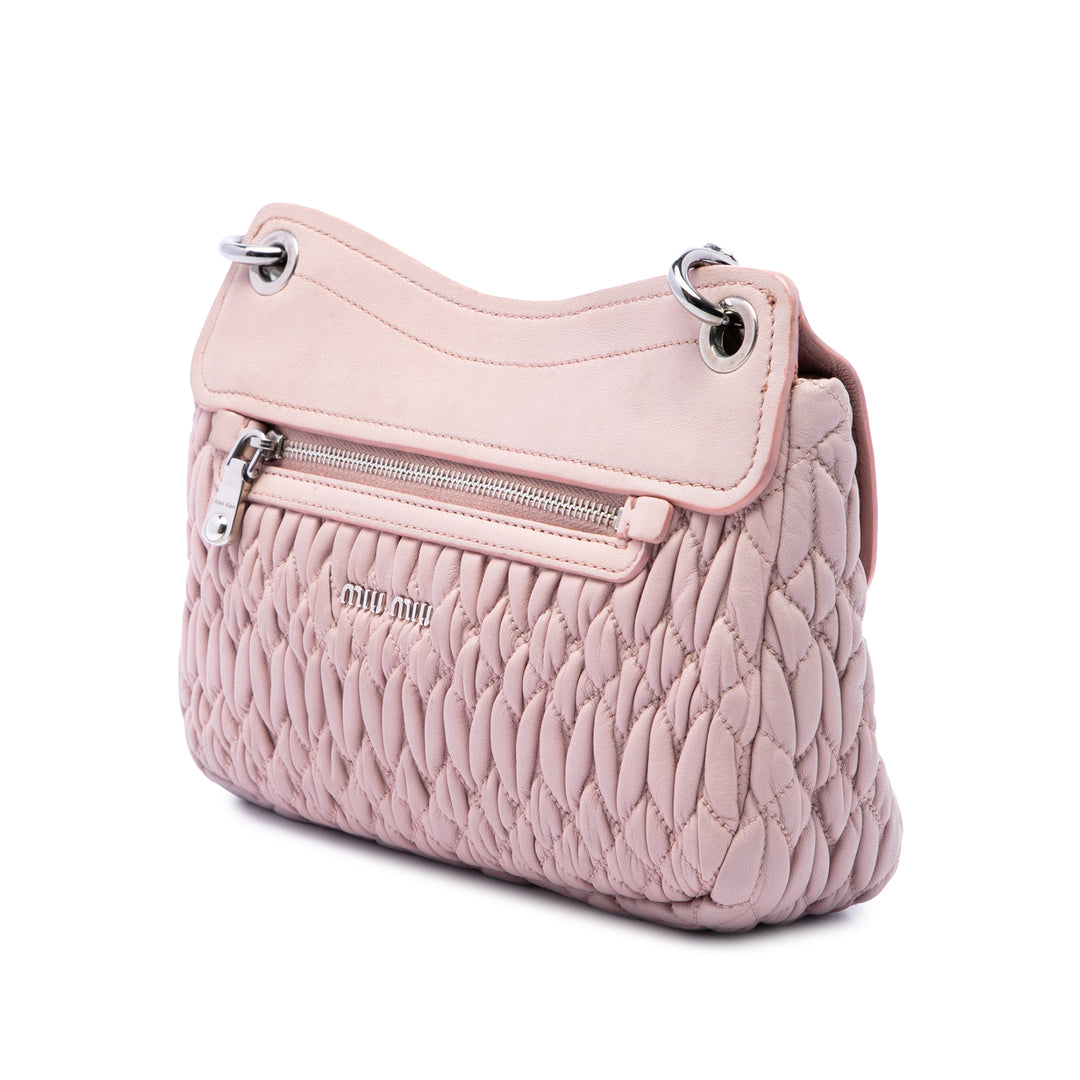 Miu Miu Matelasse Cristal Chaîne Sac nappa Rose – vue 2 – GABY PARIS