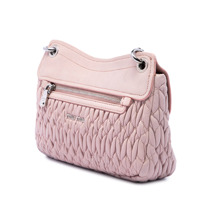 Miu Miu Matelasse Cristal Chaîne Sac nappa Rose – vue 2 – GABY PARIS