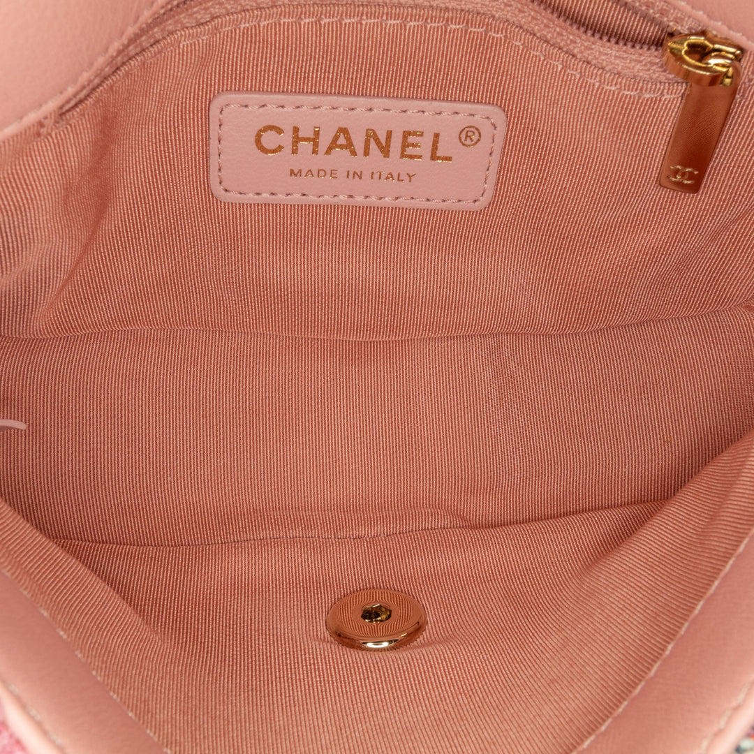 Chanel Mini Tweed Pearl Handle Flap Pink - GABY PARIS