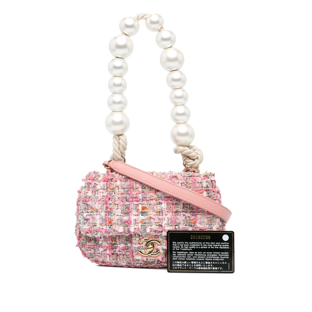 Chanel Mini Tweed Pearl Handle Flap Pink - GABY PARIS