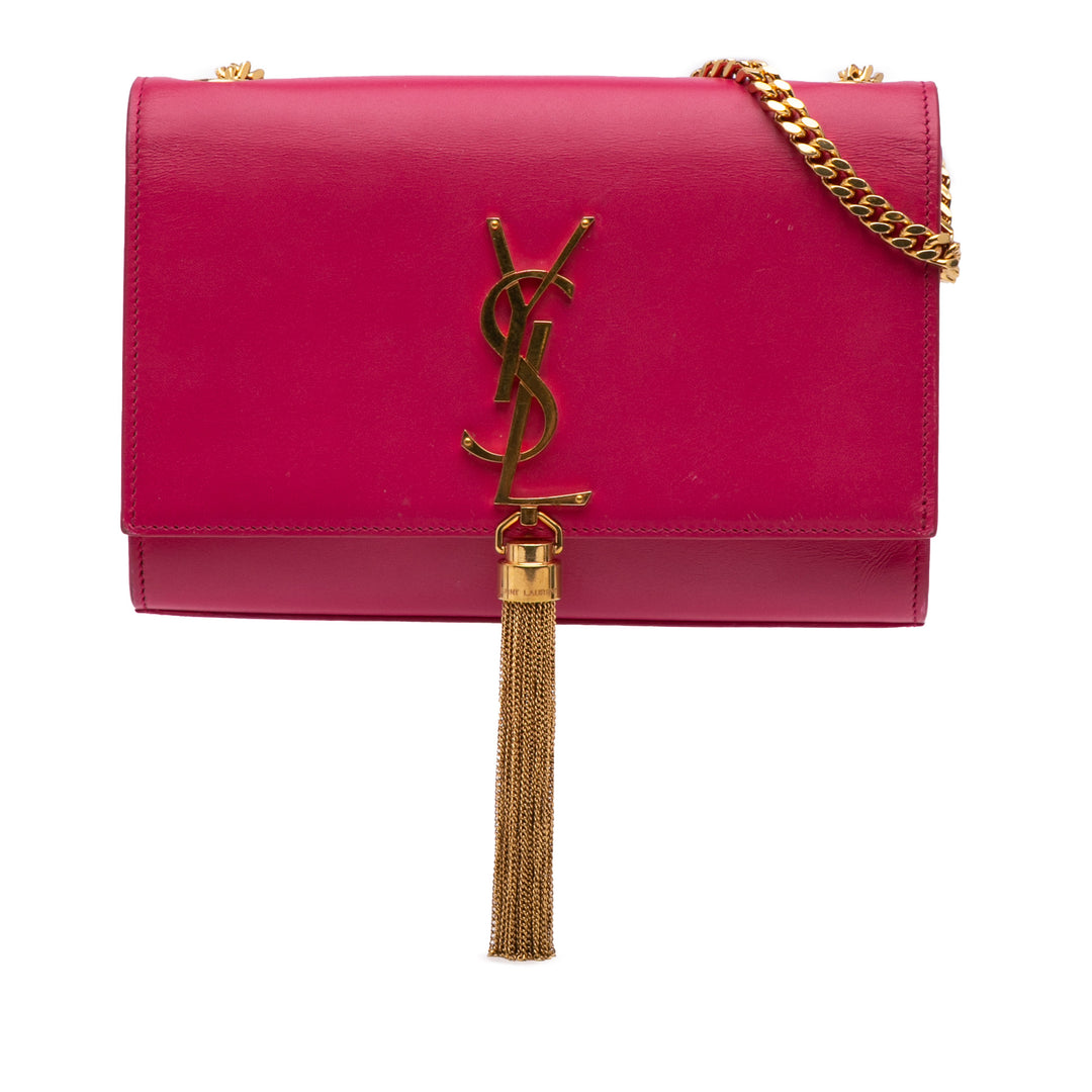 Medium Smooth Calfskin Classic Monogram Kate Tassel Crossbody Pink - Gaby Paris