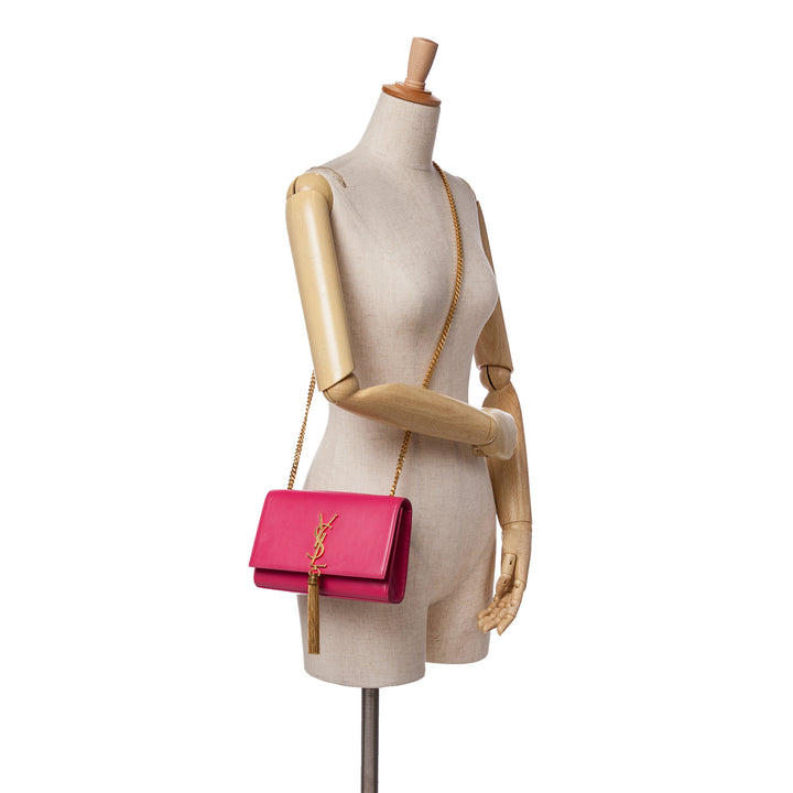 Medium Smooth Calfskin Classic Monogram Kate Tassel Crossbody Pink - Gaby Paris