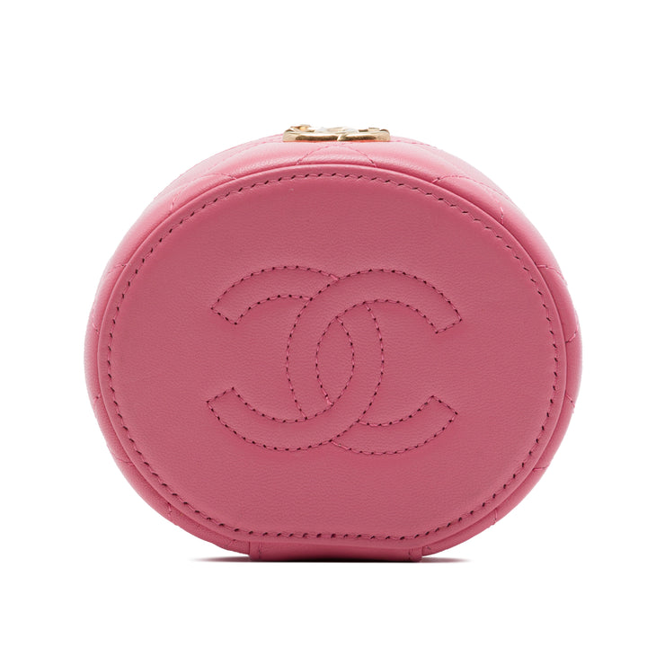 Chanel Mini CC Matelassé Cuir d'agneau Perle anse supérieure Vanity avec chaîne