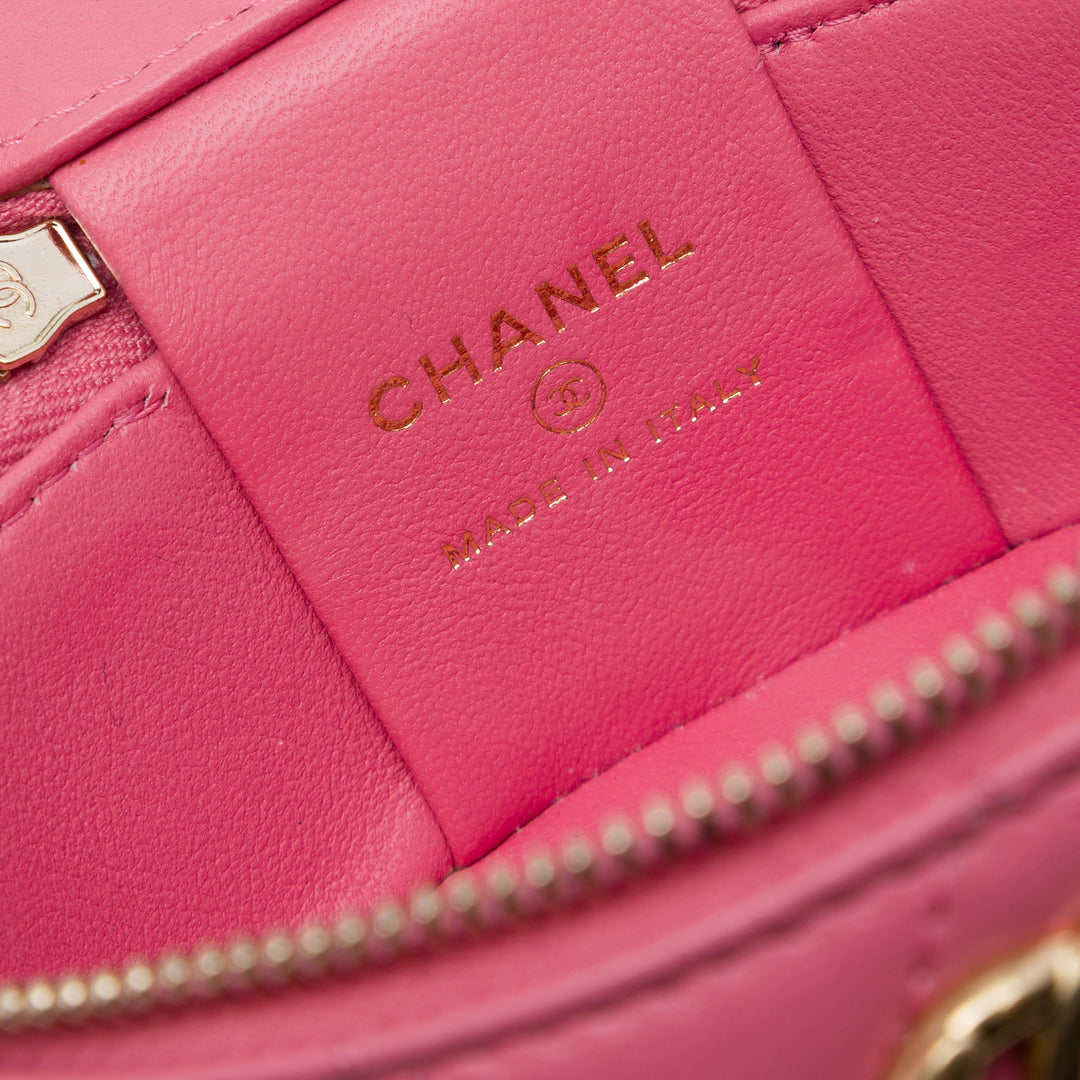 Chanel Mini CC Matelassé Cuir d'agneau Perle anse supérieure Vanity avec chaîne