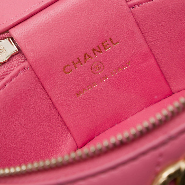 Chanel Mini CC Matelassé Cuir d'agneau Perle anse supérieure Vanity avec chaîne