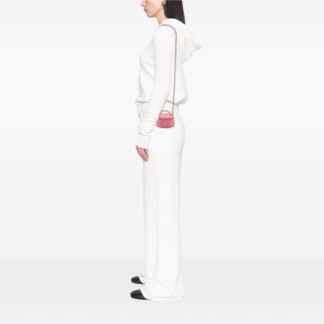 Chanel Mini CC Matelassé Cuir d'agneau Perle anse supérieure Vanity avec chaîne