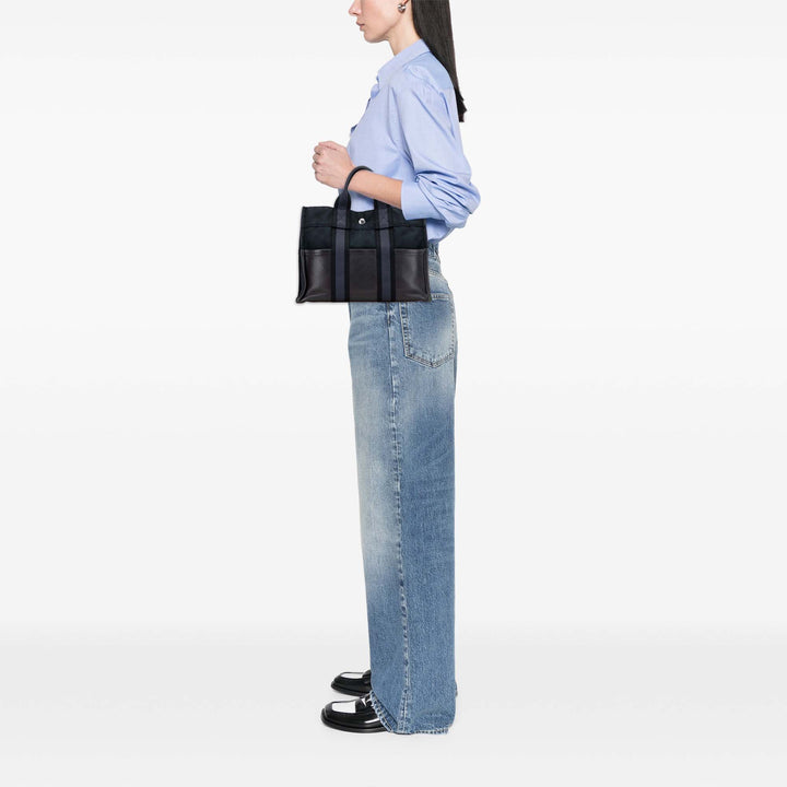 Canvas and Leather Fourre Tout PM Blue - Gaby Paris