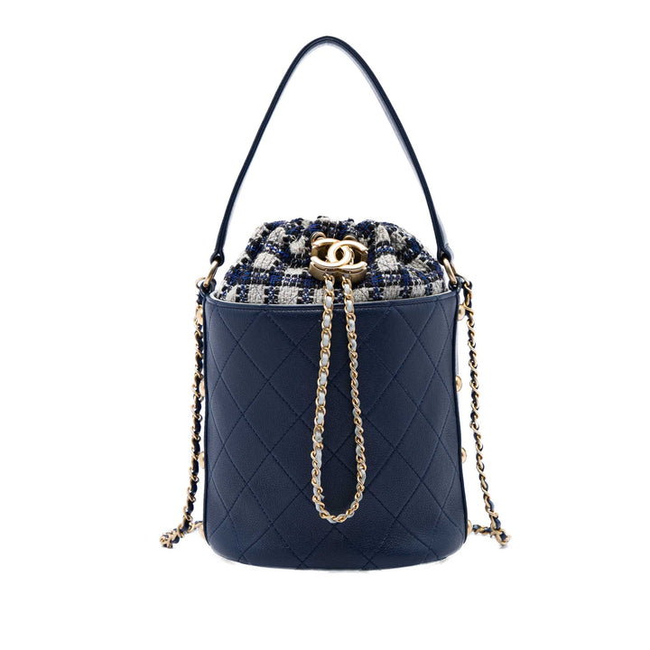 CC et Sac à cordon seau Moyen Cuir de veau Bleu