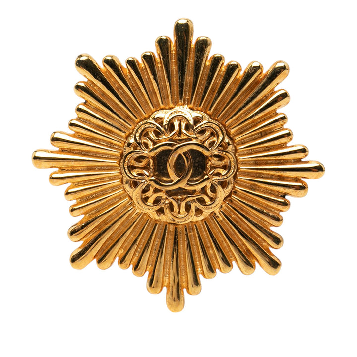 Chanel CC plaqué Starburst Broche