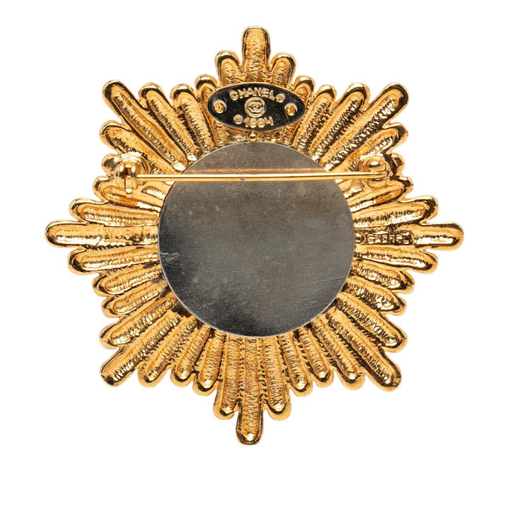Chanel CC plaqué Starburst Broche