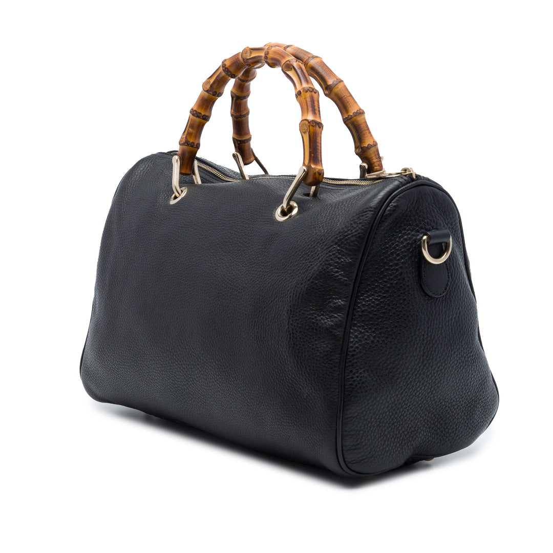 Bamboo Cabas Boston Sac Moyen Cuir de veau Noir