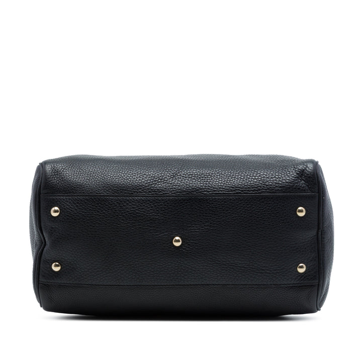 Bamboo Cabas Boston Sac Moyen Cuir de veau Noir