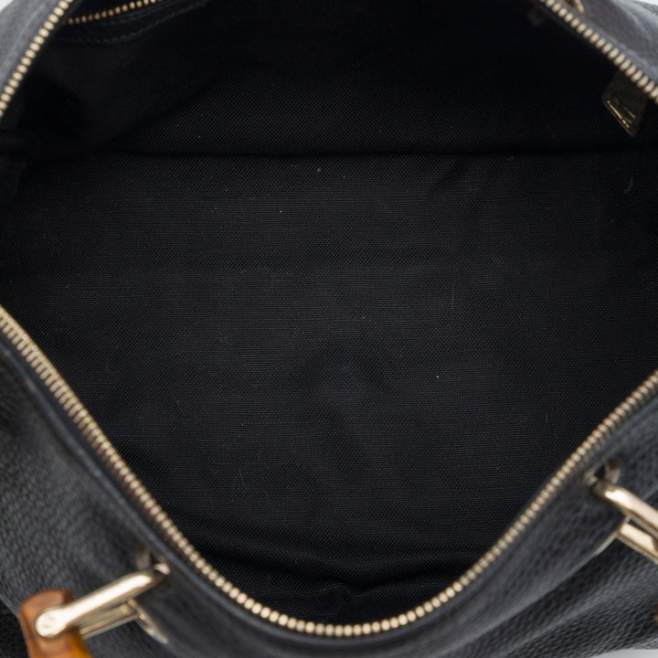 Bamboo Cabas Boston Sac Moyen Cuir de veau Noir