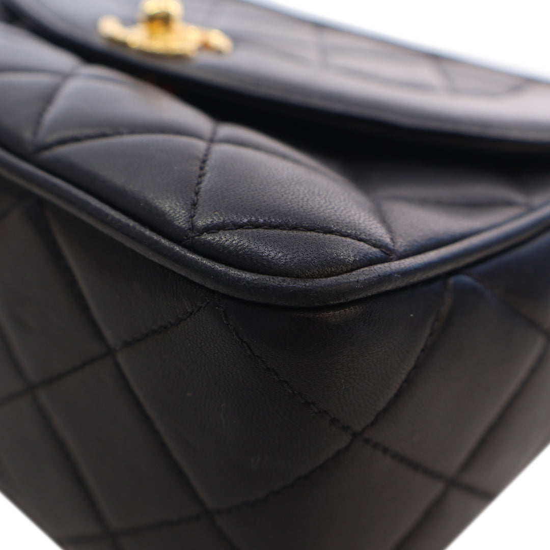 Chanel Small Matelassé Cuir d’agneau Diana Pompon Sac caméra