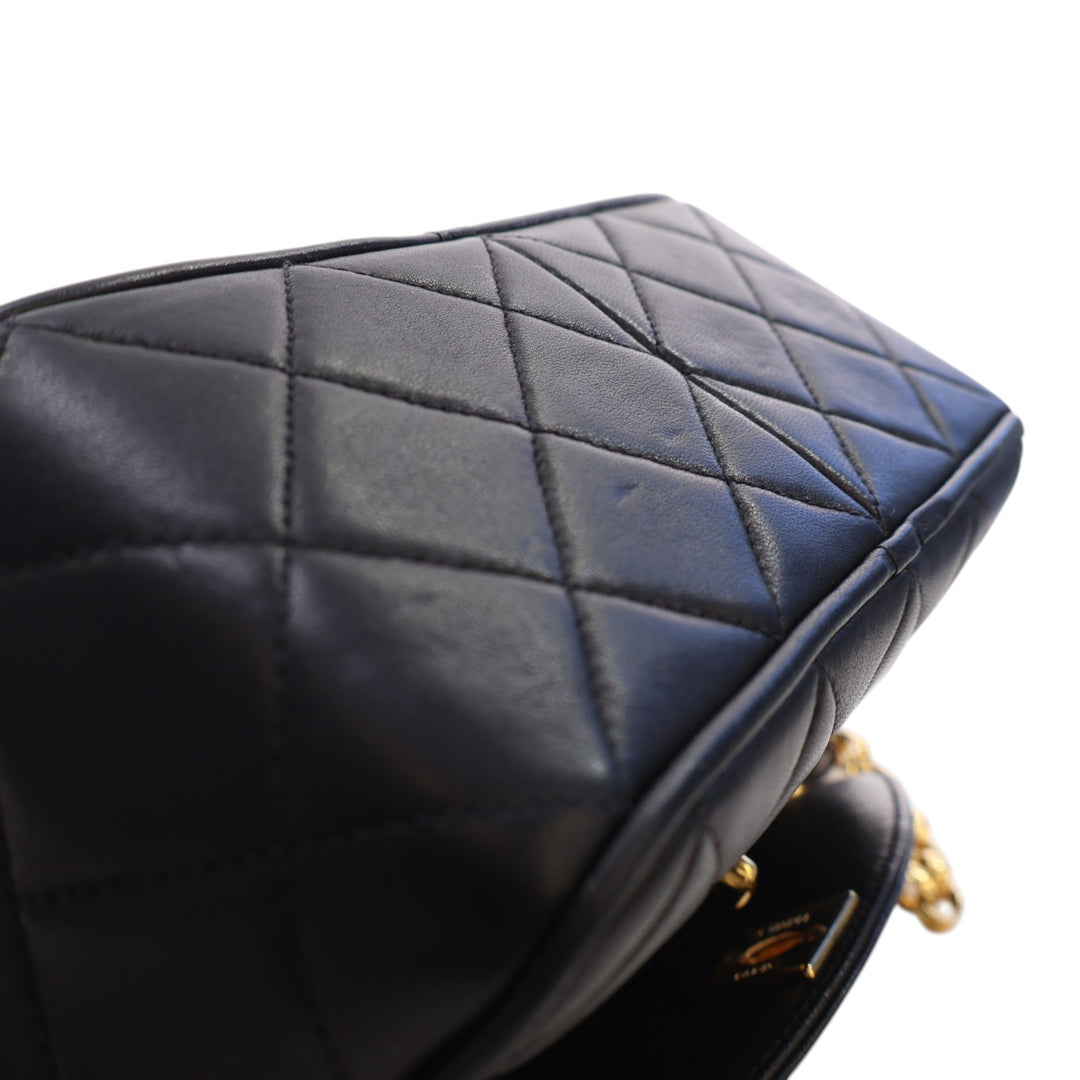 Chanel Small Matelassé Cuir d’agneau Diana Pompon Sac caméra