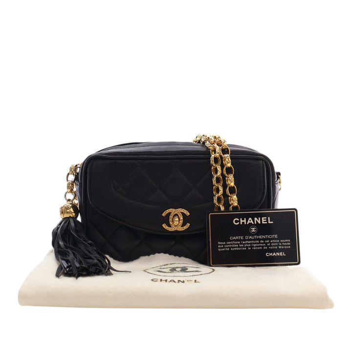 Chanel Small Matelassé Cuir d’agneau Diana Pompon Sac caméra