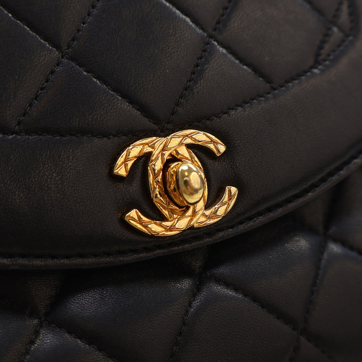 Chanel Small Matelassé Cuir d’agneau Diana Pompon Sac caméra