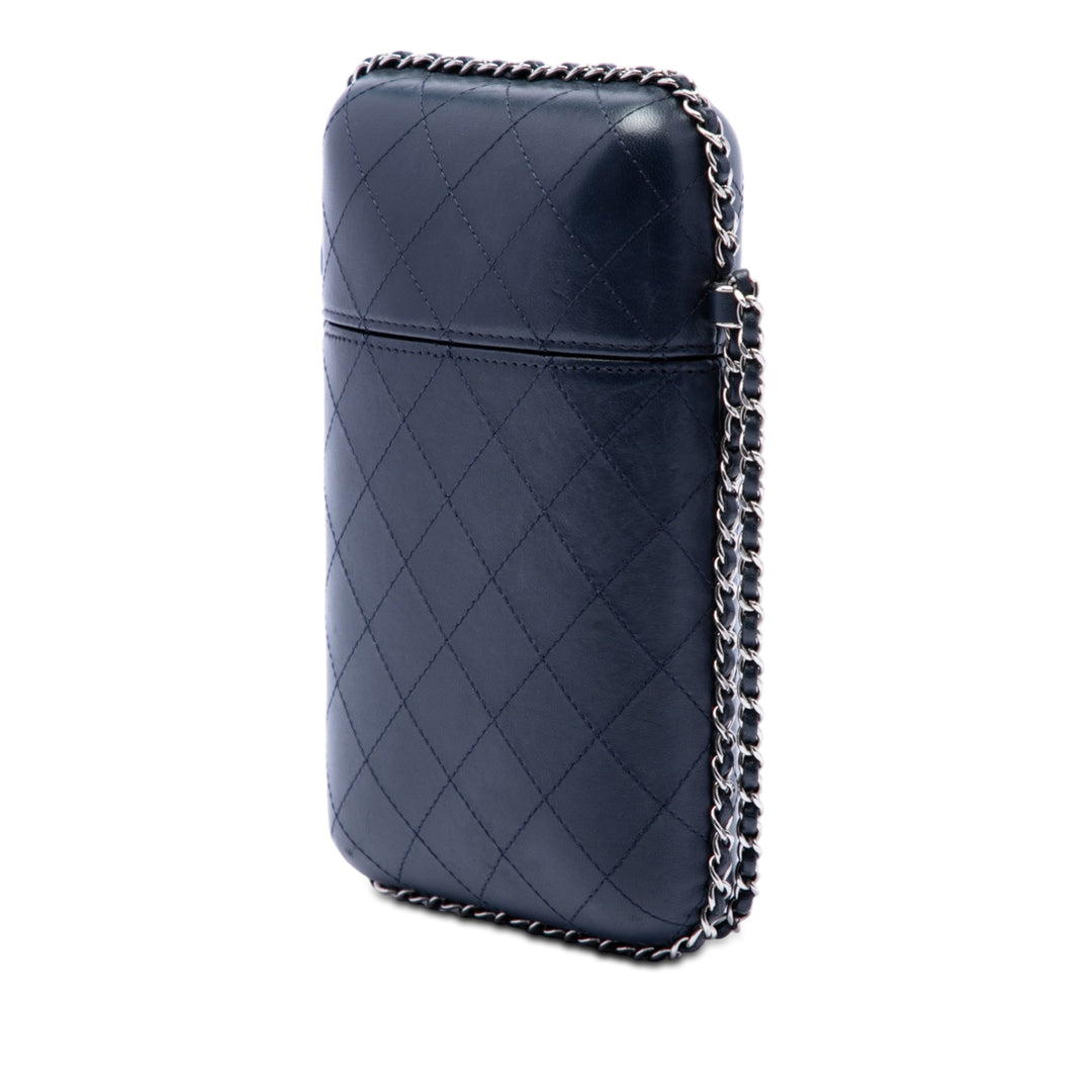 Chanel CC Matelassé Sac rond à chaîne Étui téléphone Cuir d'agneau