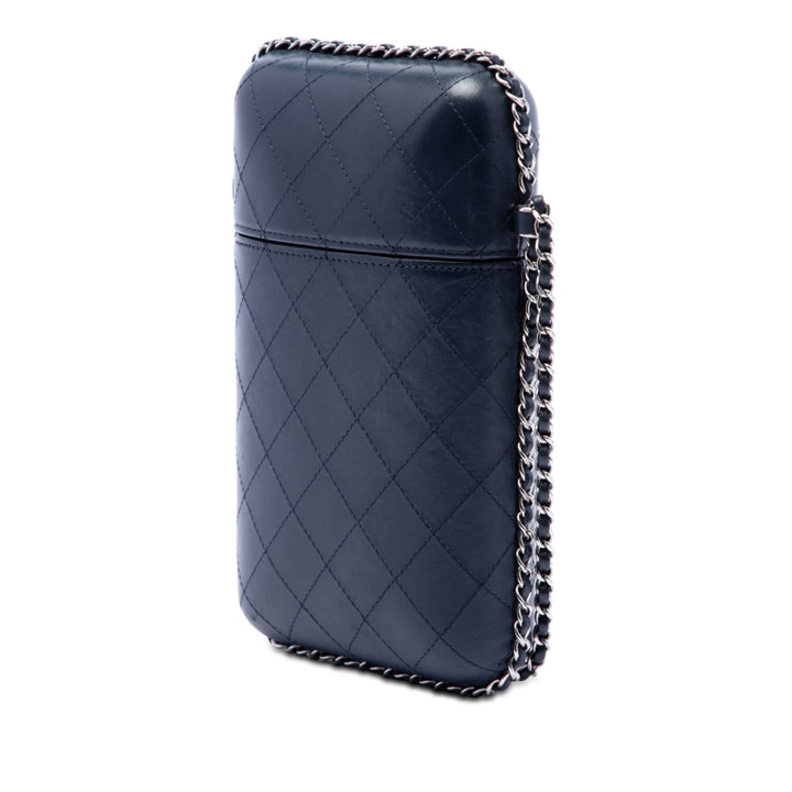 Chanel CC Matelassé Sac rond à chaîne Étui téléphone Cuir d'agneau
