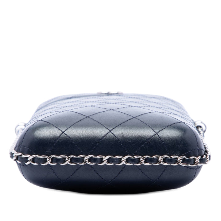 Chanel CC Matelassé Sac rond à chaîne Étui téléphone Cuir d'agneau