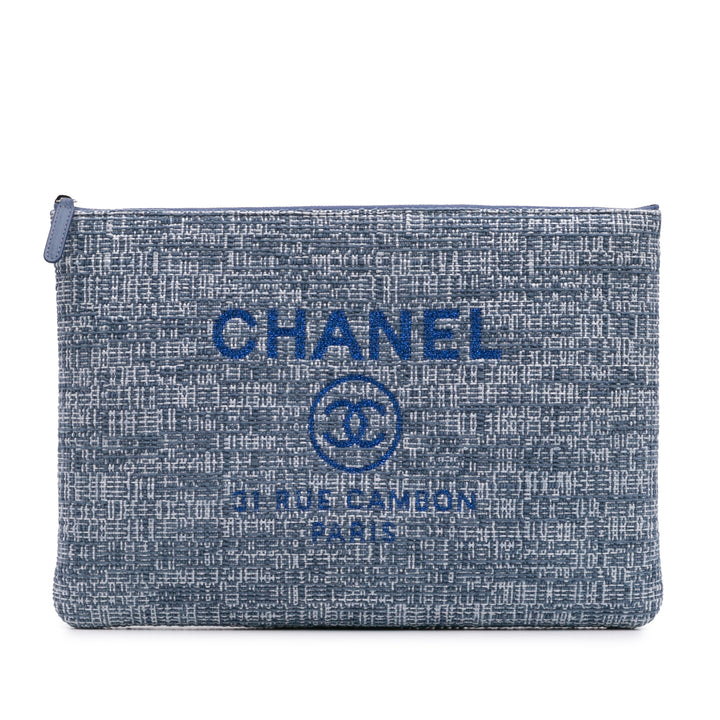 Large Tweed Deauville O Case Clutch Blue - Gaby Paris