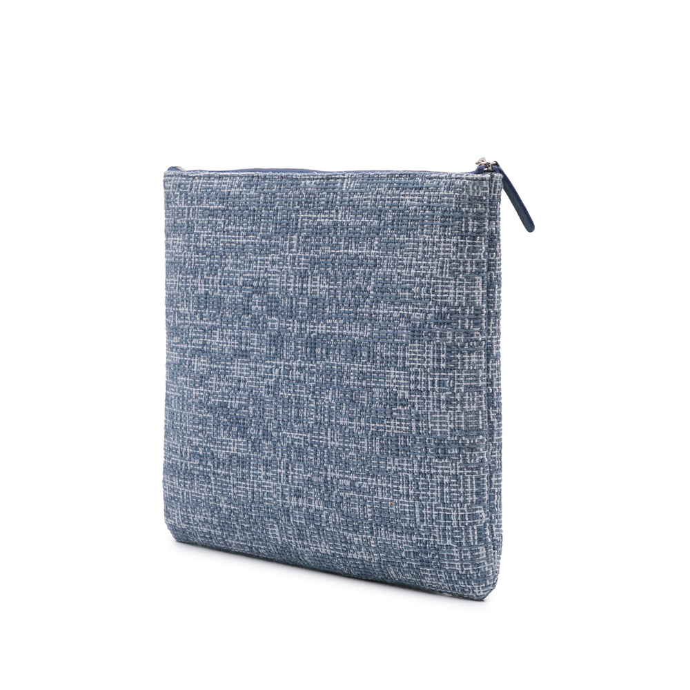 Large Tweed Deauville O Case Clutch Blue - Gaby Paris