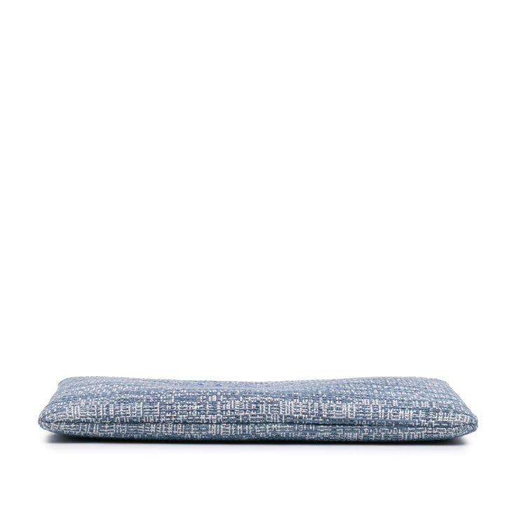 Large Tweed Deauville O Case Clutch Blue - Gaby Paris