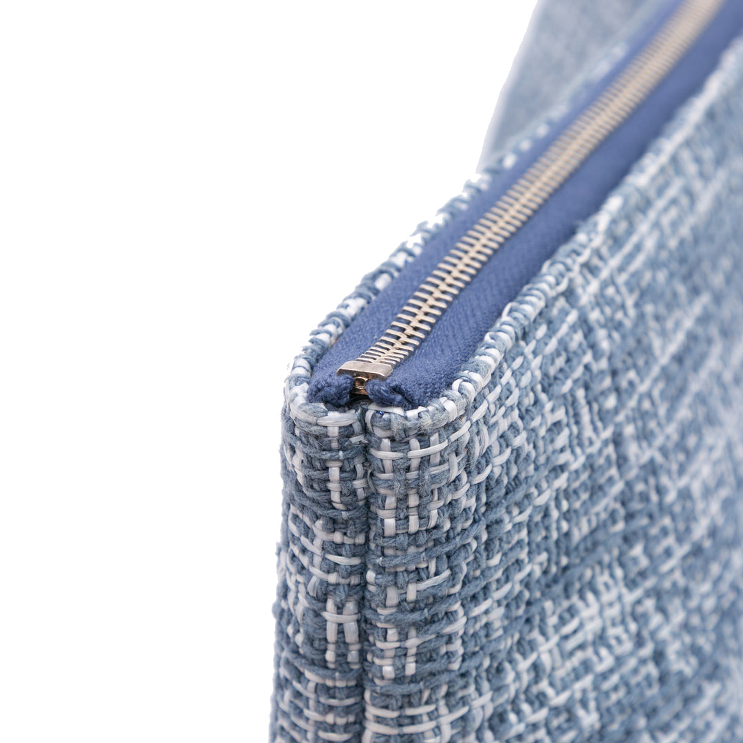 Large Tweed Deauville O Case Clutch Blue - Gaby Paris