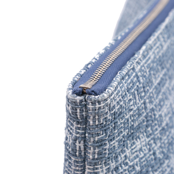 Large Tweed Deauville O Case Clutch Blue - Gaby Paris