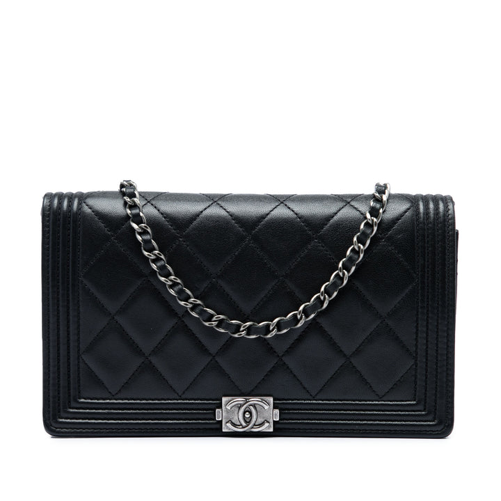 Chanel Matelassé Boy Wallet on Chain Cuir d'agneau Noir