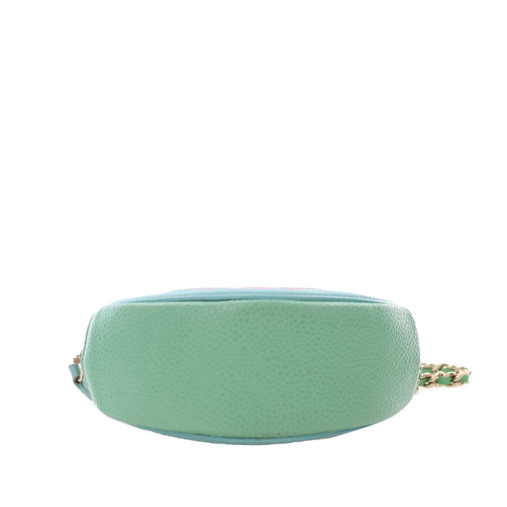 Tricolor Caviar CC Filigree Round Crossbody Pink - Gaby Paris