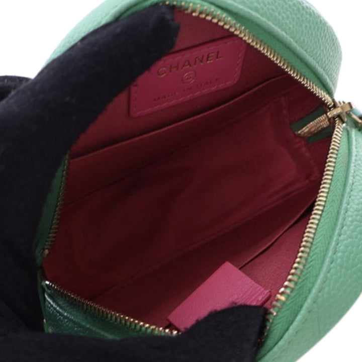 Tricolor Caviar CC Filigree Round Crossbody Pink - Gaby Paris