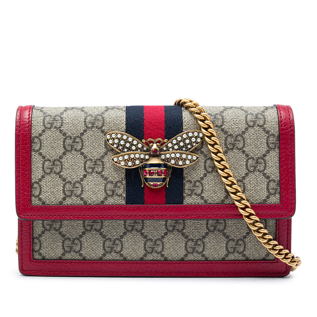 Gucci Sac bandoulière Queen Margaret Wallet on Chain GG Supreme Beige – vue principale – GABY PARIS
