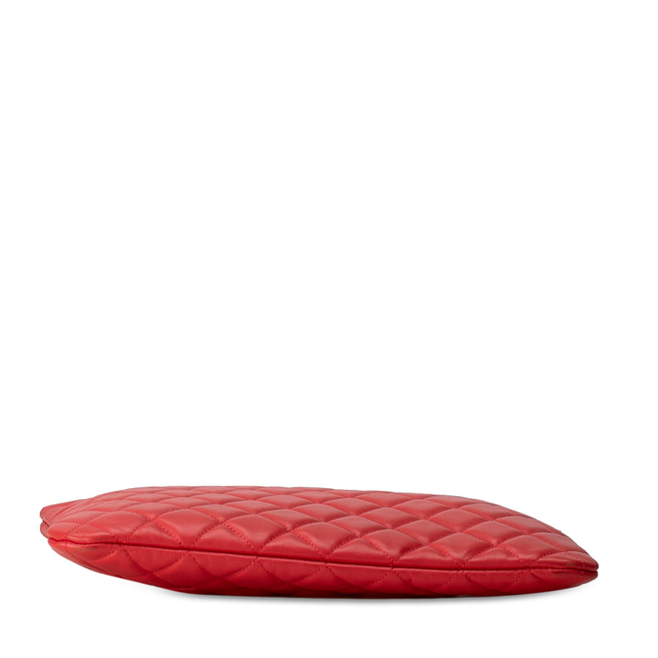 Medium Quilted Lambskin O Case Clutch Red - Gaby Paris