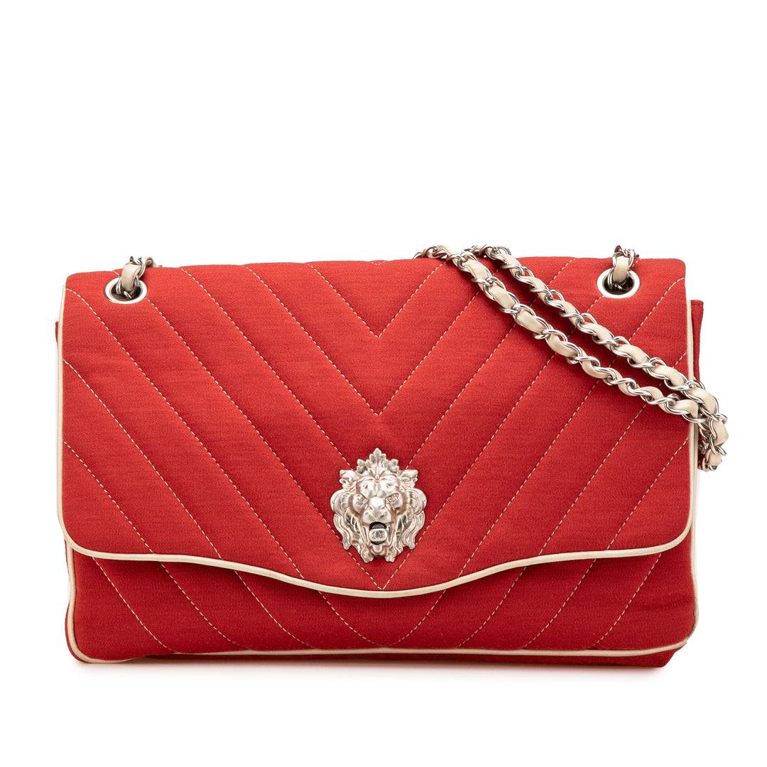 Jumbo Chevron Jersey Leo Lion Flap Red - Gaby Paris