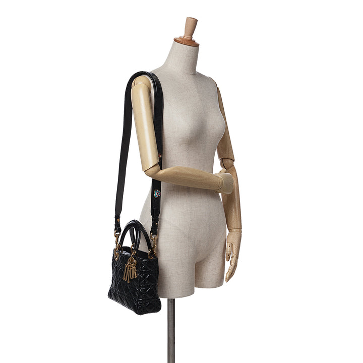 Small Crinkled Patent Cannage My ABCDior Lady Dior Black - Gaby Paris