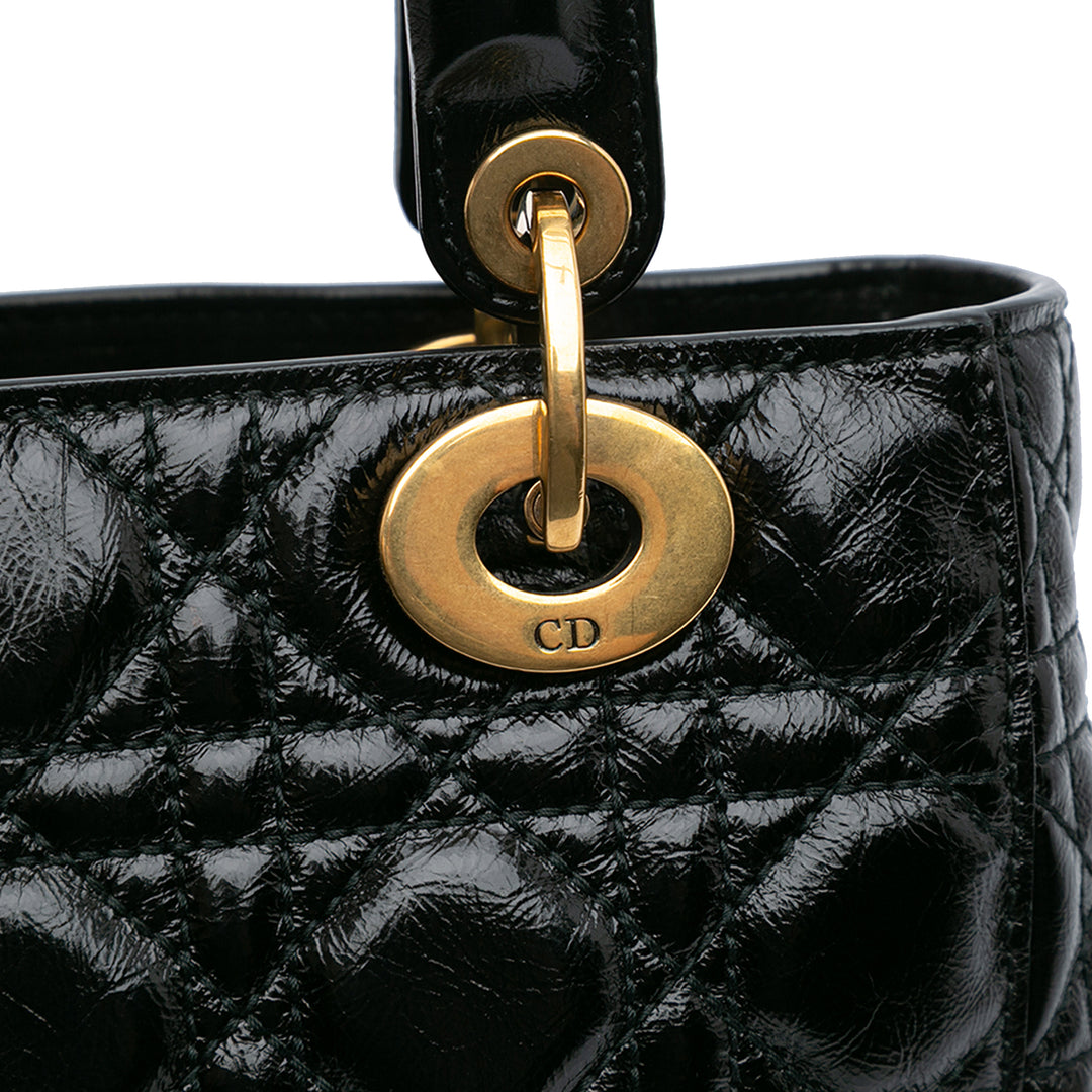 Small Crinkled Patent Cannage My ABCDior Lady Dior Black - Gaby Paris