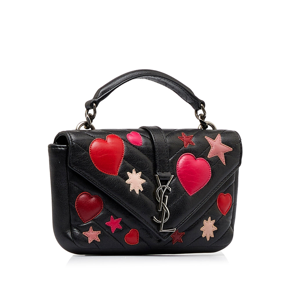 Monogram Patchwork Hearts and Stars College Chain Wallet Black - Gaby Paris