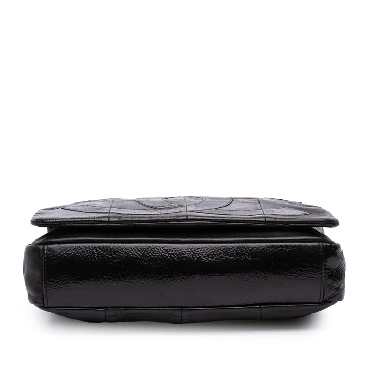 Lambskin and Patent Patchwork Brooklyn Flap Black - Gaby Paris