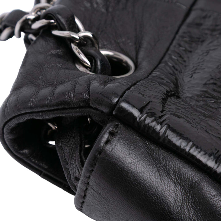 Lambskin and Patent Patchwork Brooklyn Flap Black - Gaby Paris