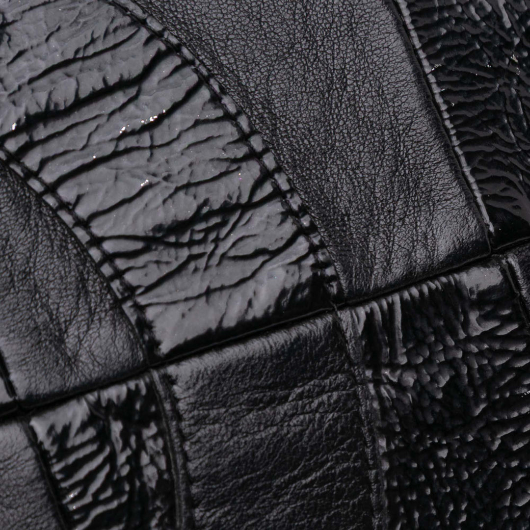 Lambskin and Patent Patchwork Brooklyn Flap Black - Gaby Paris