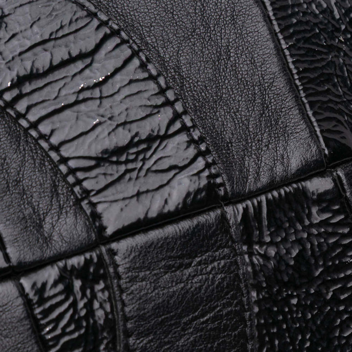 Lambskin and Patent Patchwork Brooklyn Flap Black - Gaby Paris